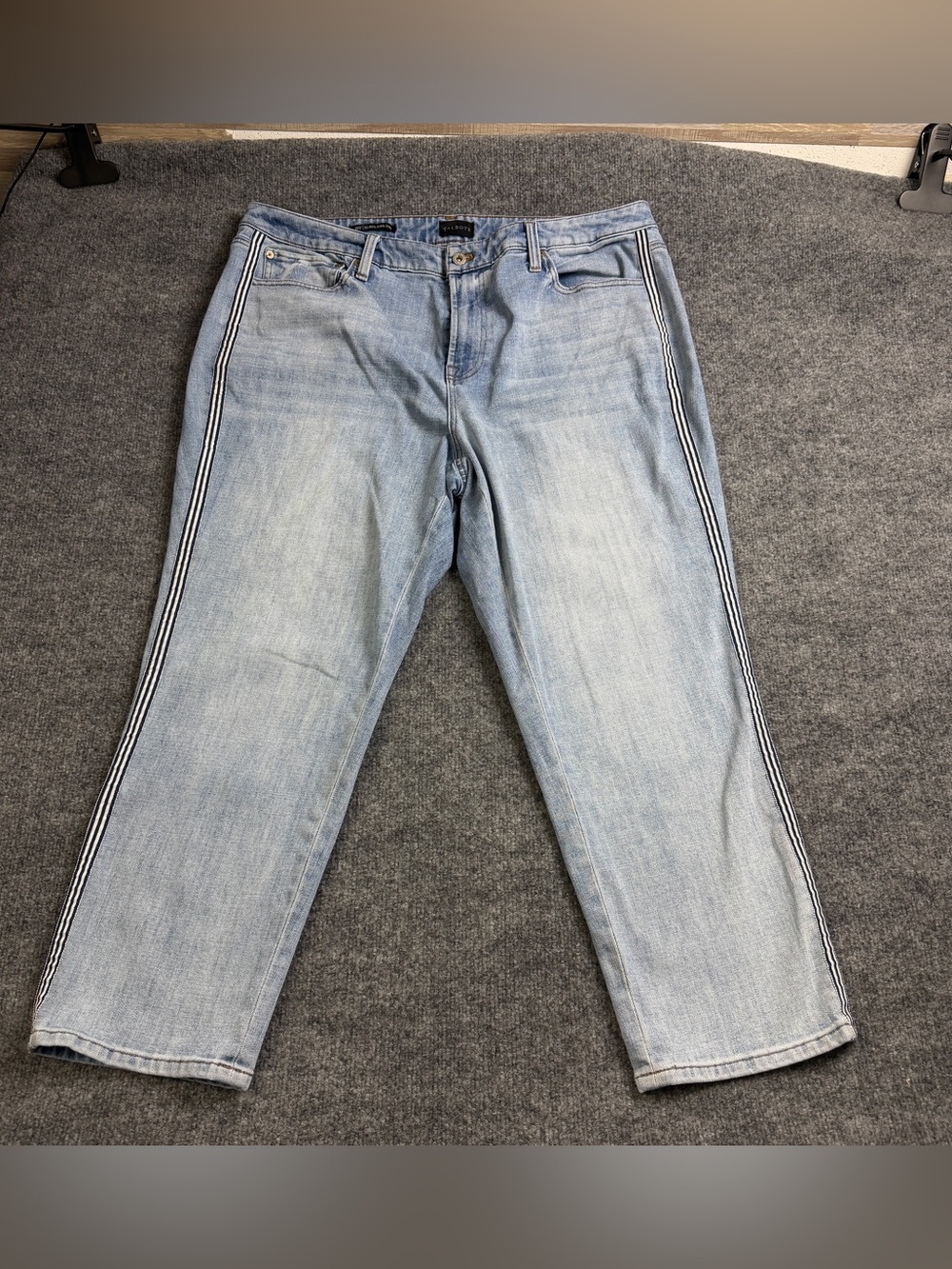 Talbots Light Blue Straight-Leg Ankle Jeans with Side Stripe Sz 18W